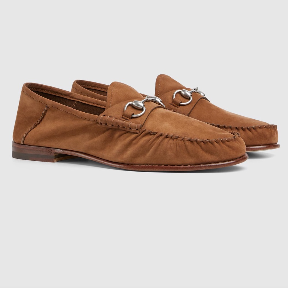 Gucci Gigi Horsebit Loafer/Moccasin light brown suede